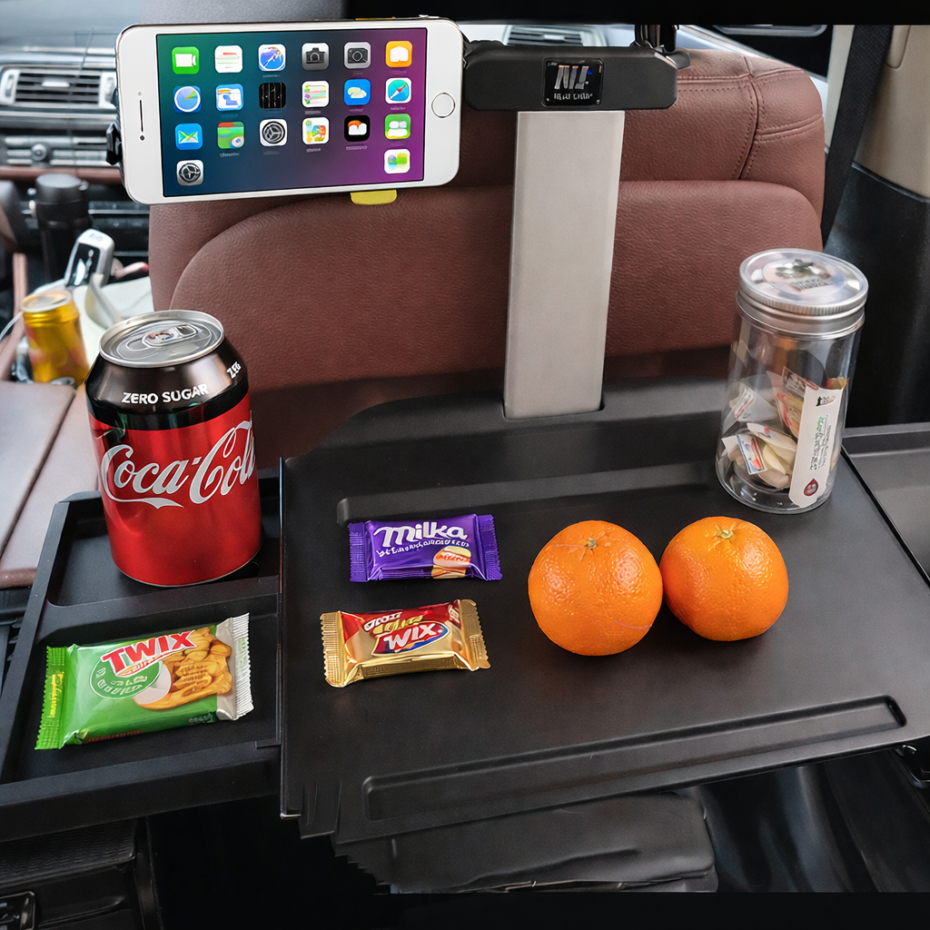 Klapptisch fürs Auto mit Handyhalterung
