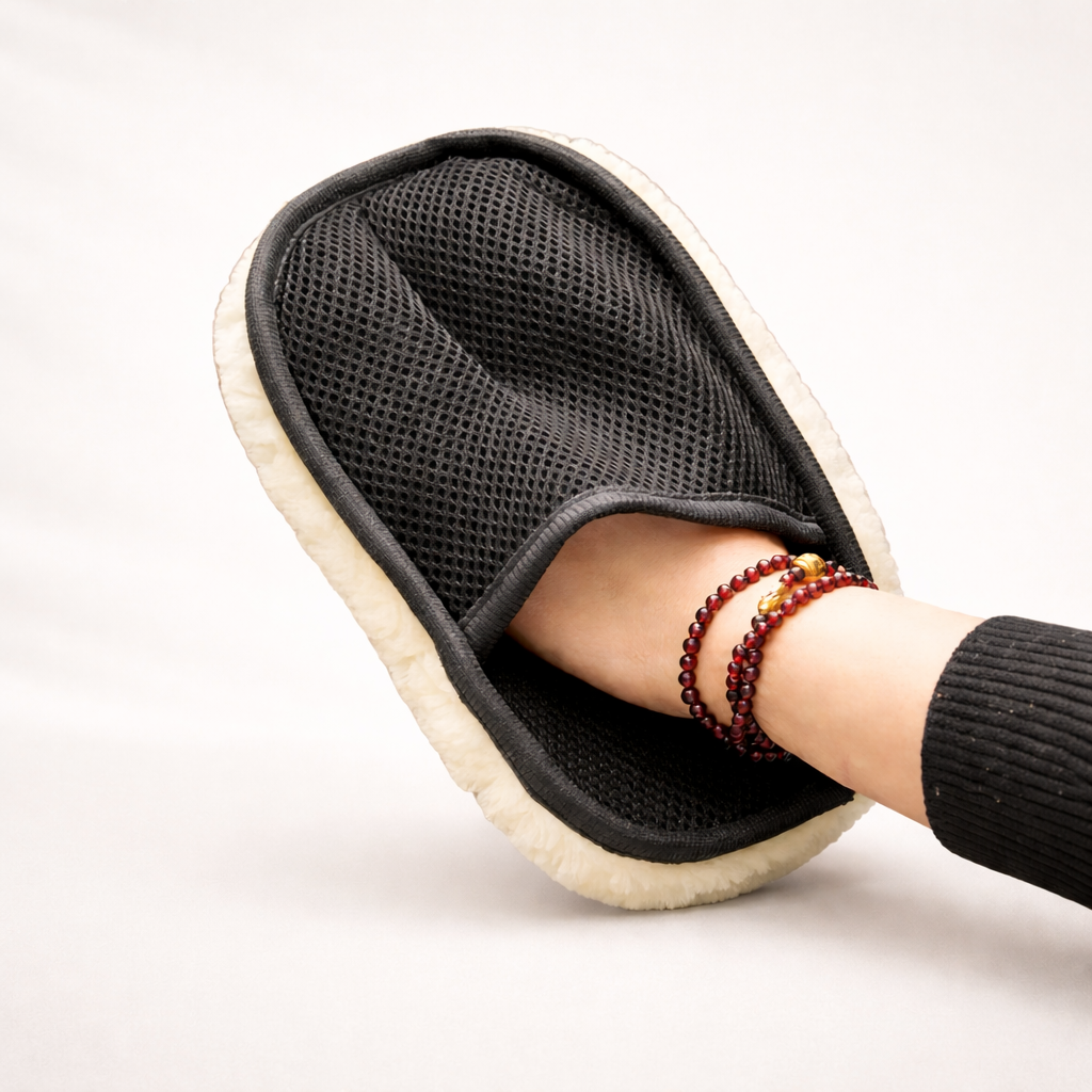 Polier- und Waschhandschuh aus Kunstwolle